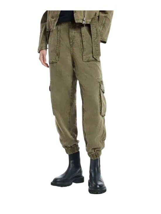 AllSaints Pants - AllSaints "Frieda Denim Trouser" Cargo Jogger Womens 6 Light Olive Green Lyocell